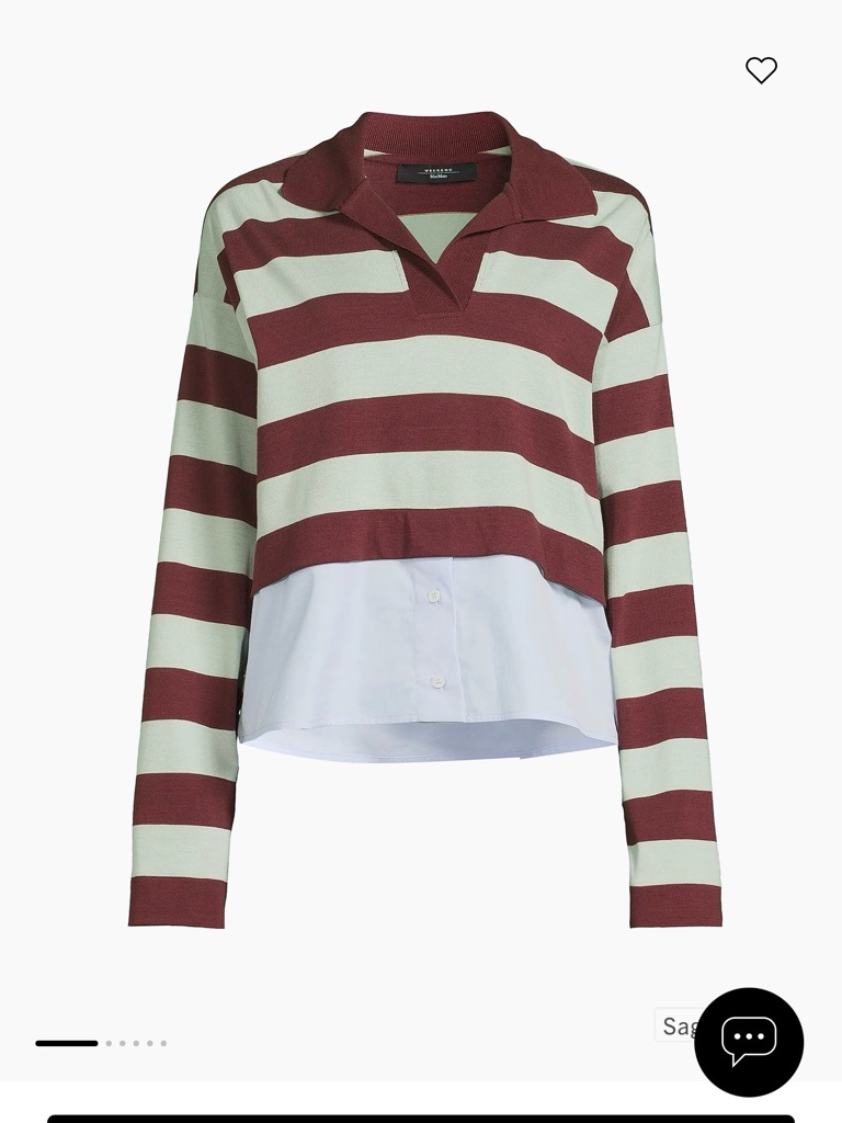 Striped Rugby Pullover With Shirt Hem - Maroon & Mint